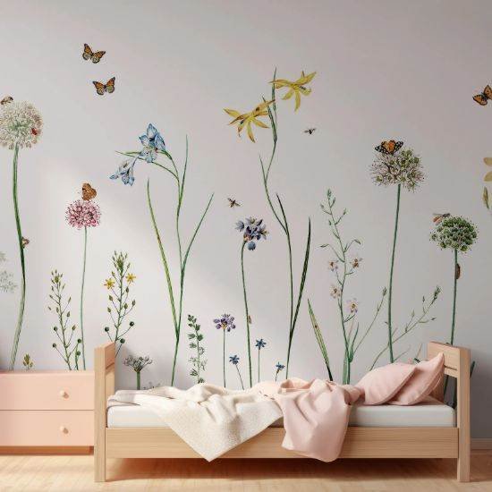 Butterfly Garden kids room wallpaper installed in baby nursery Dubai Marina