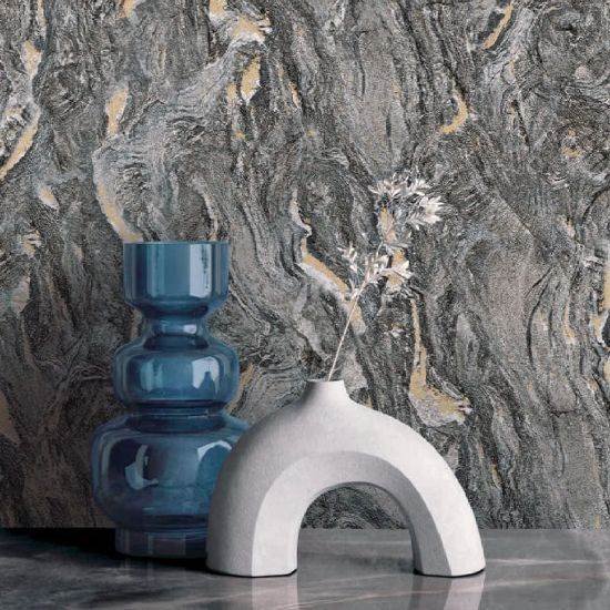 Granite Grey Embossed corporate wallpaper on office feature wall
