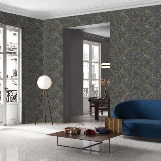 Slate Grey Luxury commercial wallpaper in Business Bay corporate lobby